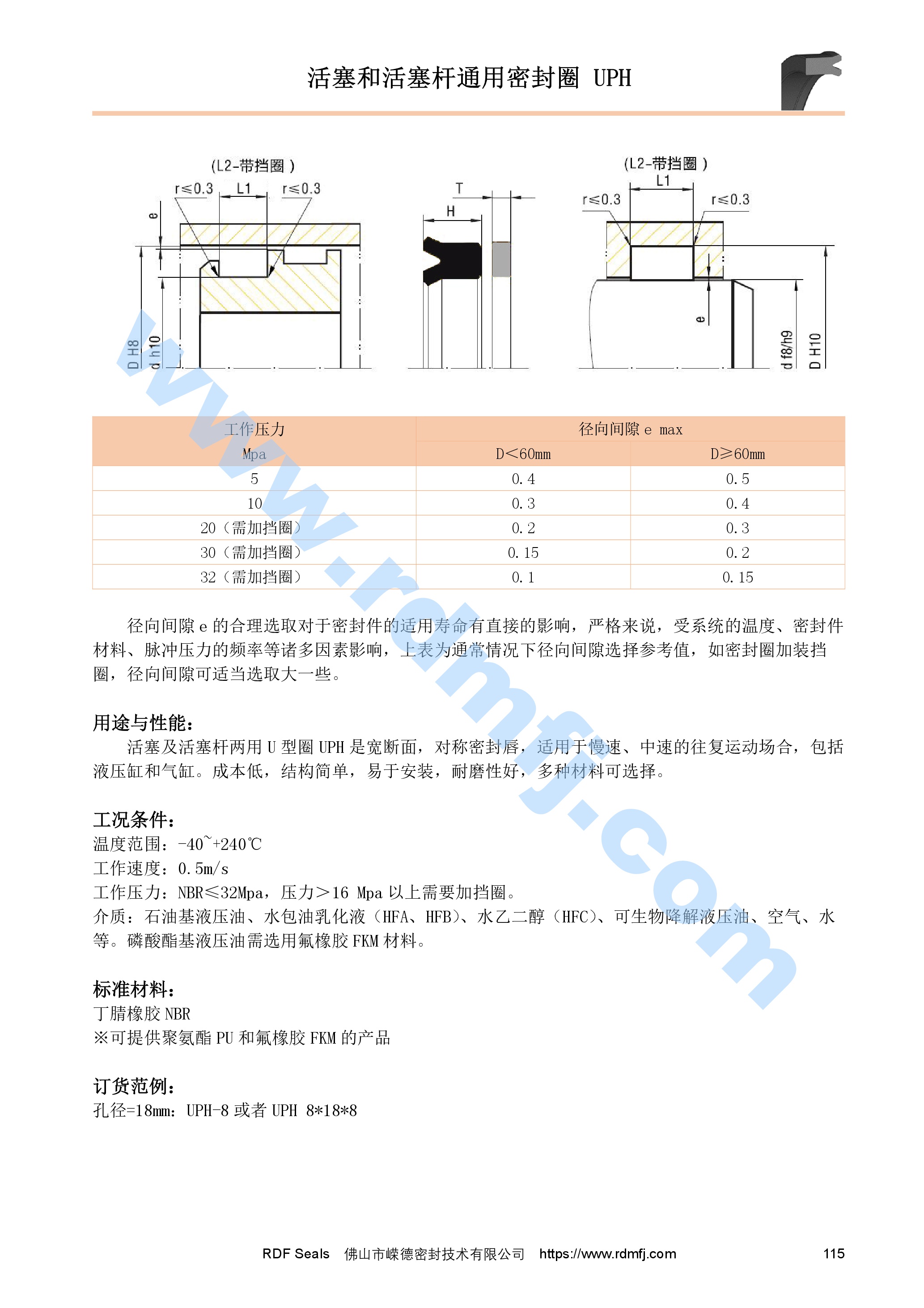 UPH密封圈規(guī)格