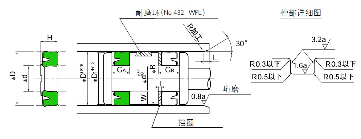 日本華爾卡VALQUA油封UNP安裝圖